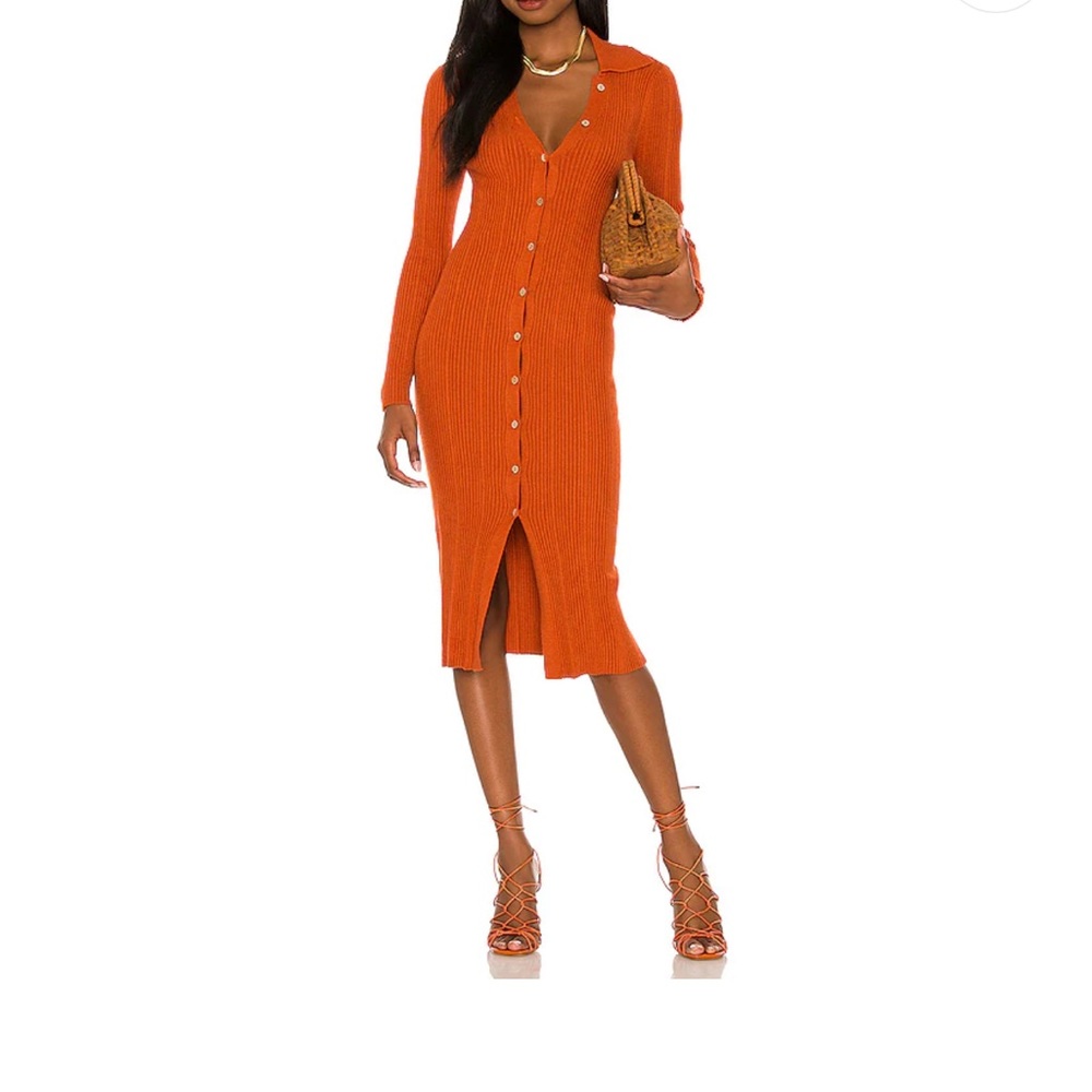 REVOLVE Carmen Knit Dress in Spiced Amber